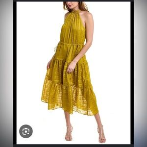 Ted Baker London Yellow Tiered Halter Midi Dress